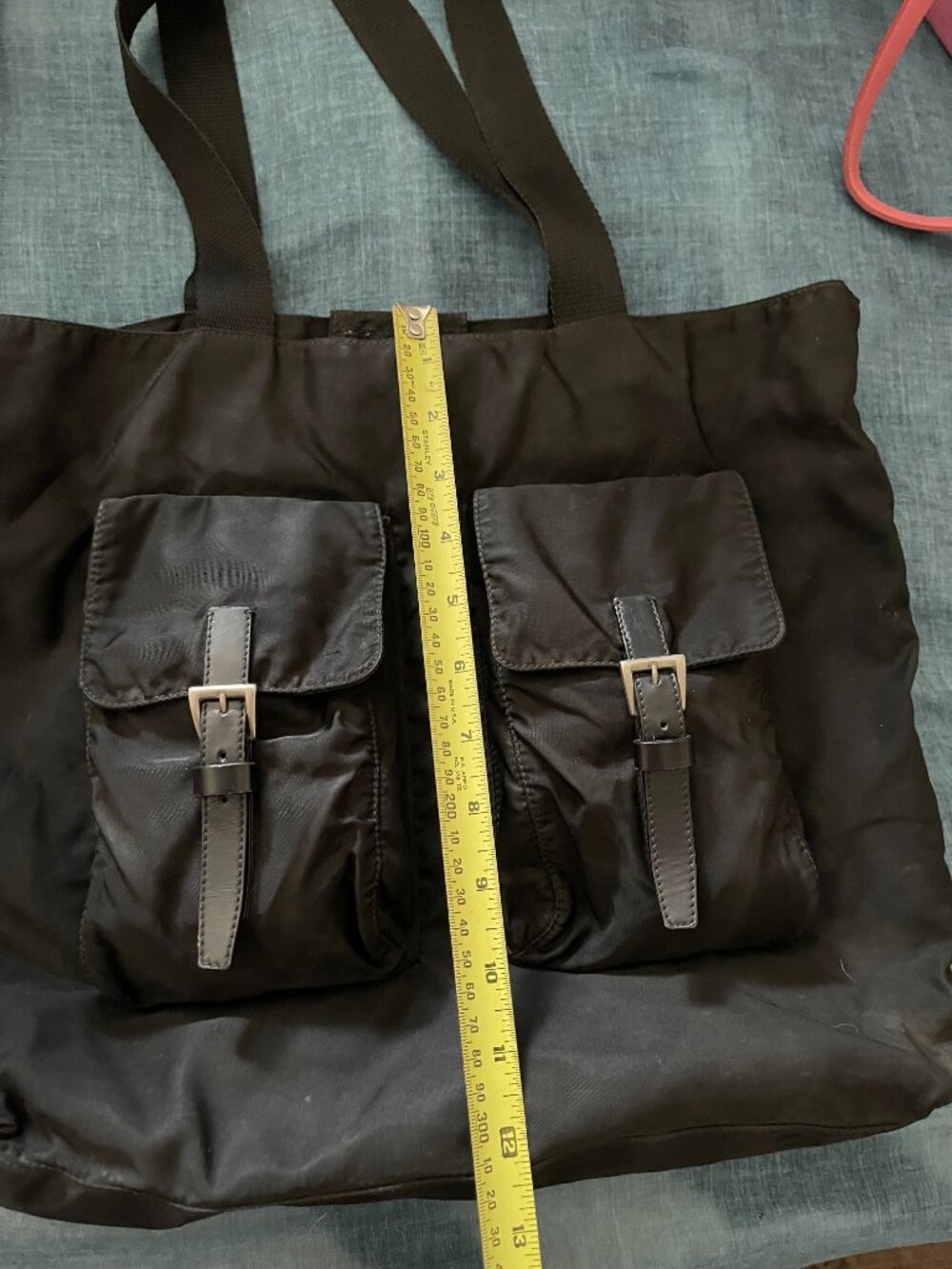 *WONDERFUL* Vintage 90s - Y2K PRADA Medium Tote Bag Tessuto Nero - Picture 9 of 13